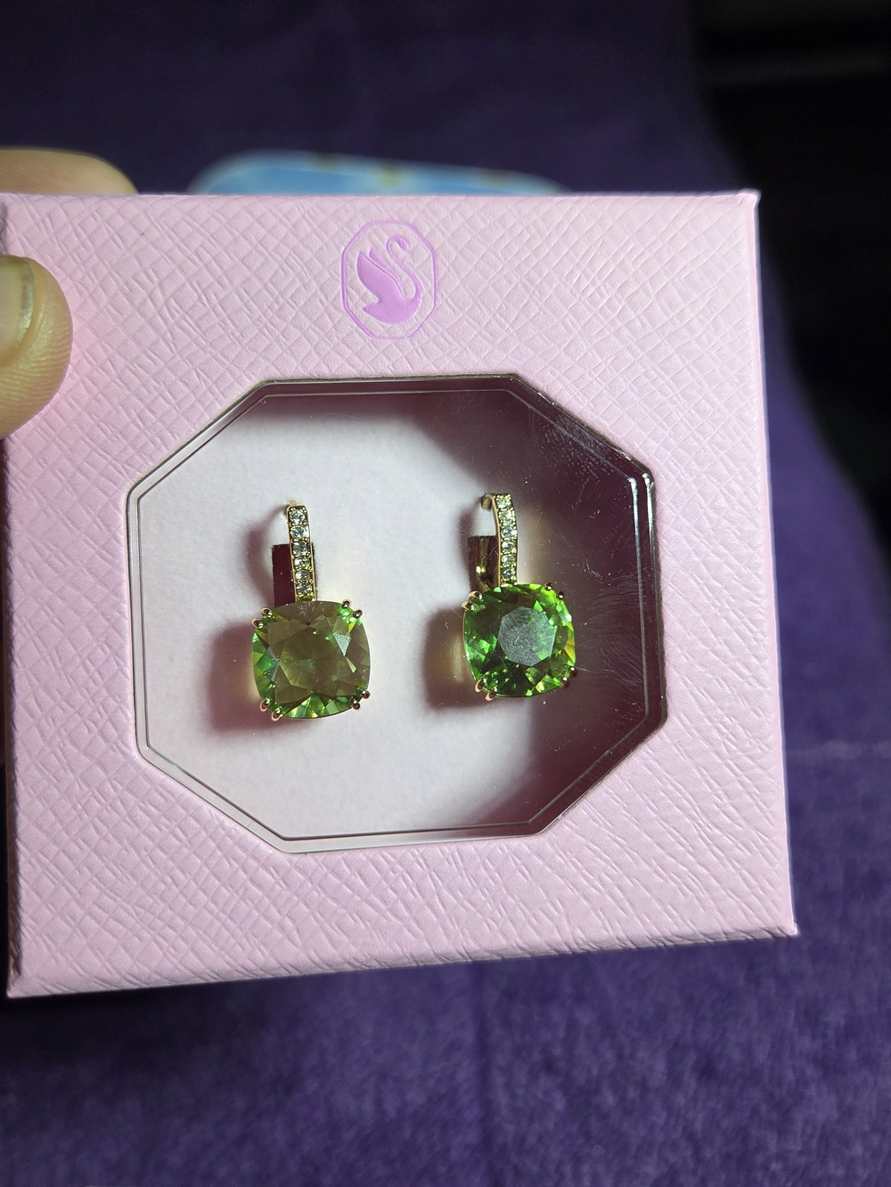 Swarovski Lime Green Crystal Drop Earrings
